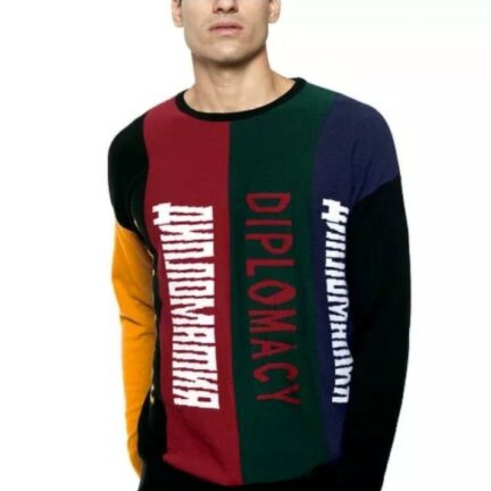 NWT: Diplomacy Men's  Colorblocked Logo Panel Sweatshirt/Sweater Sz Small